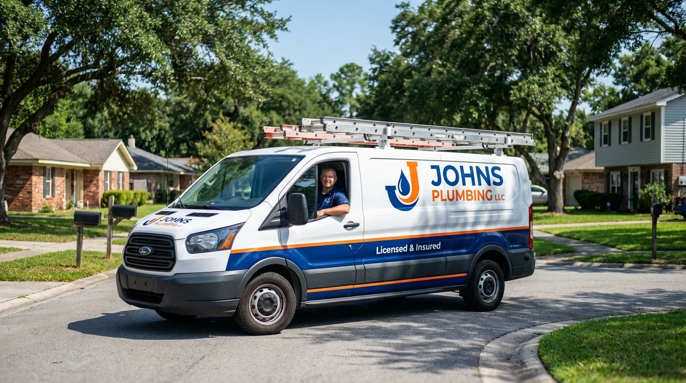 Johns Plumbing LLC service van in Prairie Grove, AR