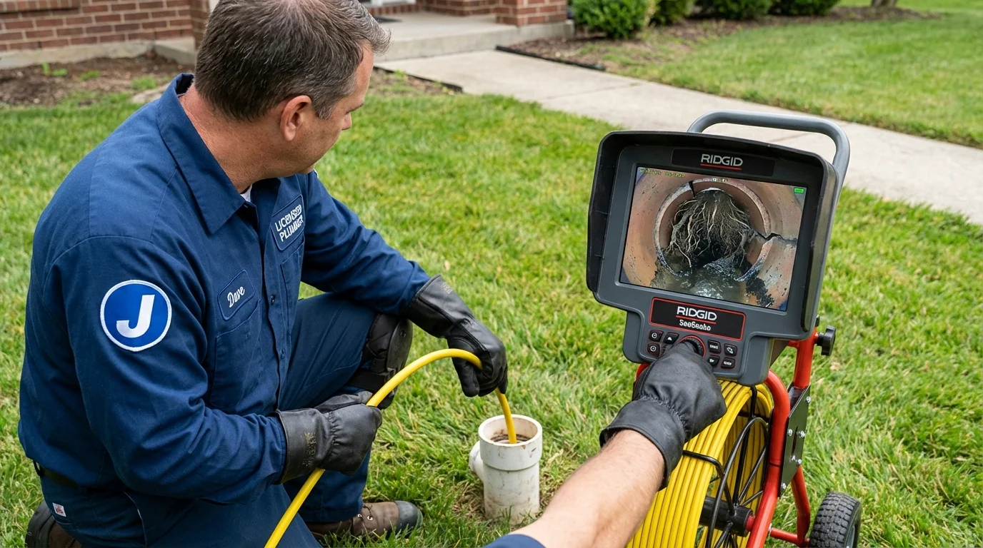 Sewer camera inspection being performed by Johns Plumbing LLC in Prairie Grove