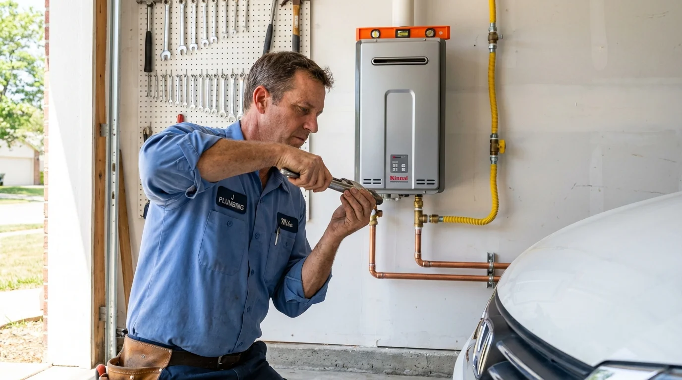 Tankless water heater installation by a Johns Plumbing LLC plumber in Prairie Grove